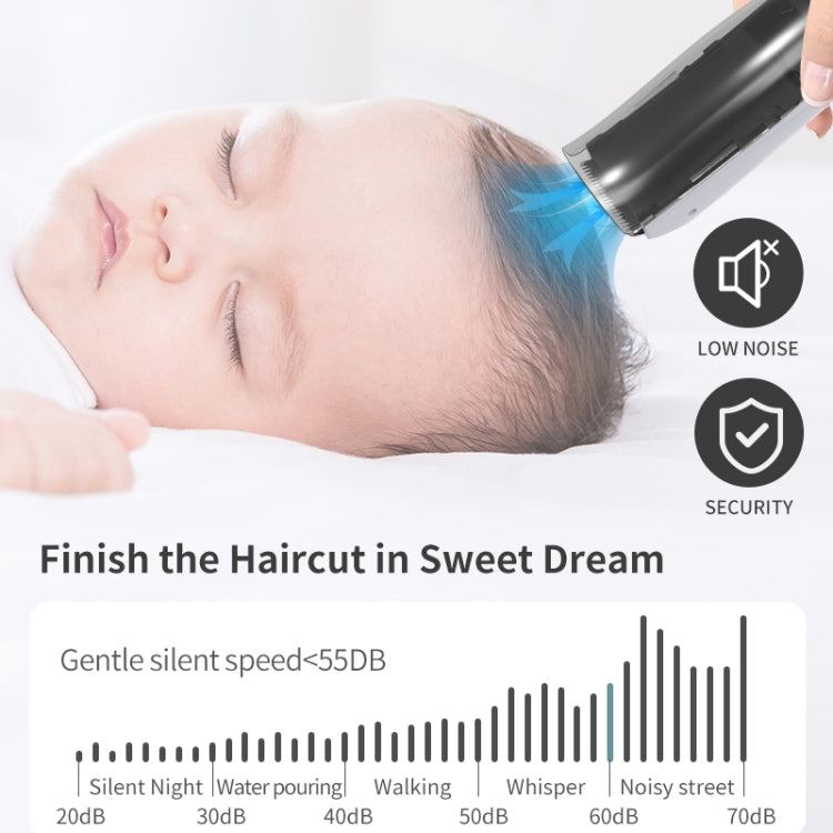 Electric Waterproof Hairdresser Children Low Noise Rechargeable Push Clipper, Digital Version White, Suction Upgrade Version White