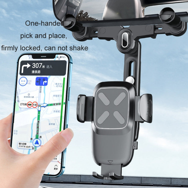Car Rearview Mirror Navigation Retractable Multifunctional Mobile Phone Holder