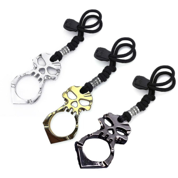 Rose Thorn Single Finger Buckle Self-defense Broken Window Keychain, Skull(Silver), Skull(Black), Skull(Gold)