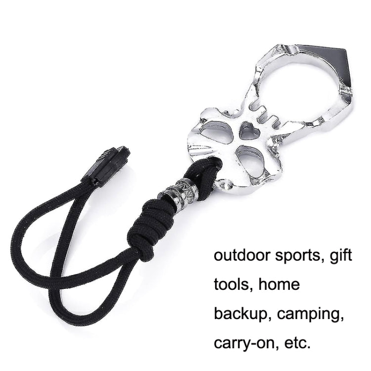 Rose Thorn Single Finger Buckle Self-defense Broken Window Keychain, Skull(Silver), Skull(Black), Skull(Gold)