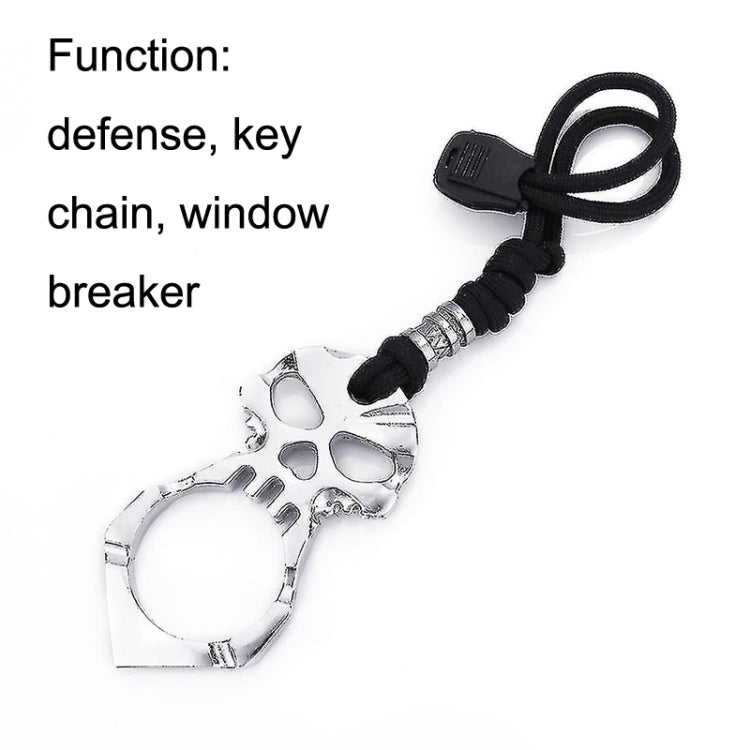 Rose Thorn Single Finger Buckle Self-defense Broken Window Keychain, Skull(Silver), Skull(Black), Skull(Gold)