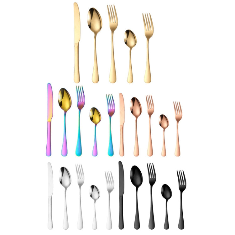 20pcs/set Carton Boxed Gold-Plated Stainless Steel Knife and Fork Set Western Cutlery, Stainless Steel Color, Gold, Rose Gold, Colorful, Black