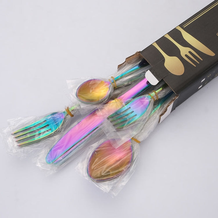 20pcs/set Carton Boxed Gold-Plated Stainless Steel Knife and Fork Set Western Cutlery, Stainless Steel Color, Gold, Rose Gold, Colorful, Black