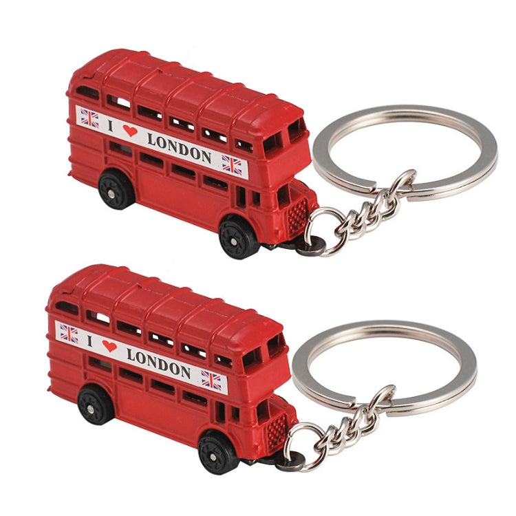 2pcs Mailbox Off-Road Vehicle Key Chain UK Tourism Souvenir Gift, Bus, Telephone Booth