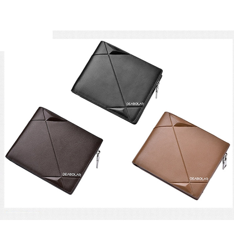 DEABOLAR Men Short PU Leather Tri-fold Horizontal Wallet Large-capacity Multi-card Wallet