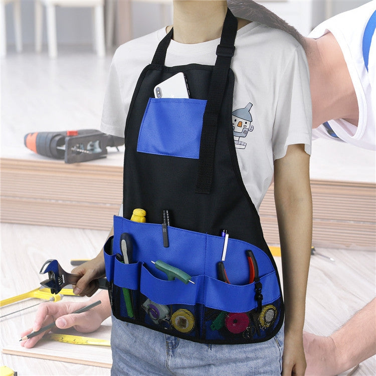 Multi Pocket Tool Apron Blue Garden Gardening Apron, Black+Blue