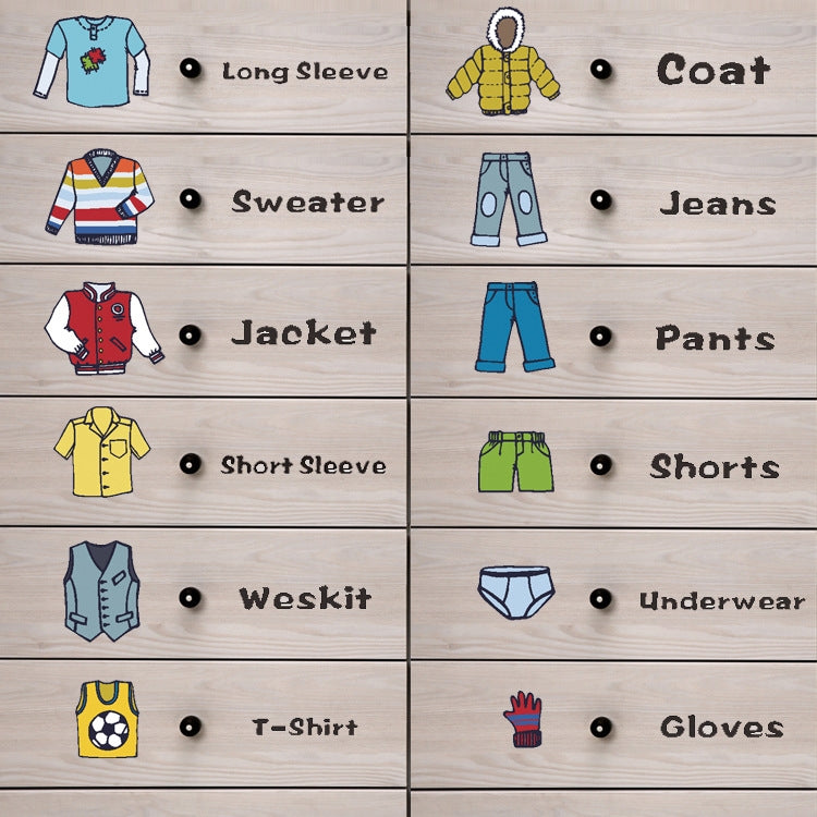 Clothing Classification Logo Label Storage Box Cabinet Stickers, 28x28cm