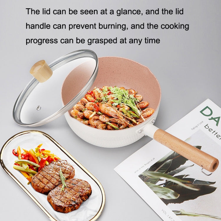 18cm With Cover Boil Instant Noodles Non-Stick Pan Baby Food Supplement Pan Maifan Stone Small Milk Pot, 18cm With Cover White, 18cm With Cover Blue, 18cm With Cover Pink, 18cm With Cover Black