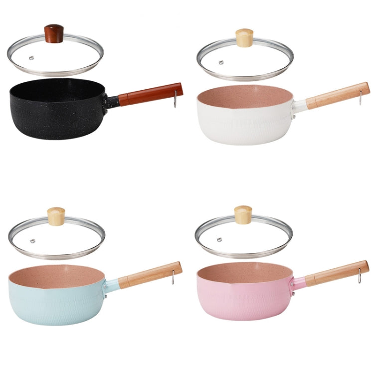 22cm With Cover Boil Instant Noodles Non-Stick Pan Baby Food Supplement Pan Maifan Stone Small Milk Pot, 22cm With Cover Black, 22cm With Cover White, 22cm With Cover Blue, 22cm With Cover Pink