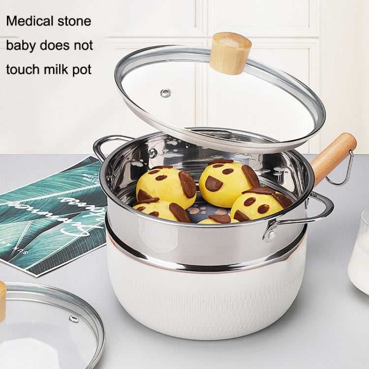 22cm With Cover Boil Instant Noodles Non-Stick Pan Baby Food Supplement Pan Maifan Stone Small Milk Pot, 22cm With Cover Black, 22cm With Cover White, 22cm With Cover Blue, 22cm With Cover Pink
