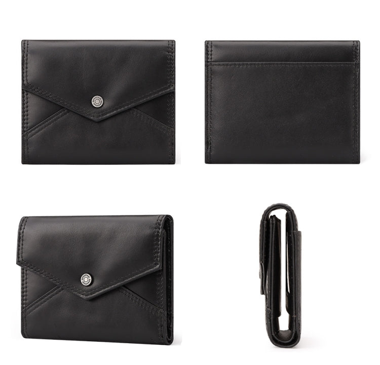 HUMERPAUL RFID Anti-Magnetic Lady Leather Wallet Buckle Card Coin Purse, BP878 (Black), BP878 (Red)