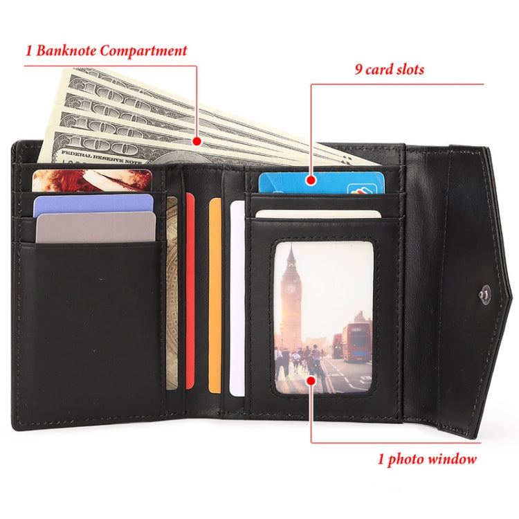 HUMERPAUL RFID Anti-Magnetic Lady Leather Wallet Buckle Card Coin Purse, BP878 (Black), BP878 (Red)