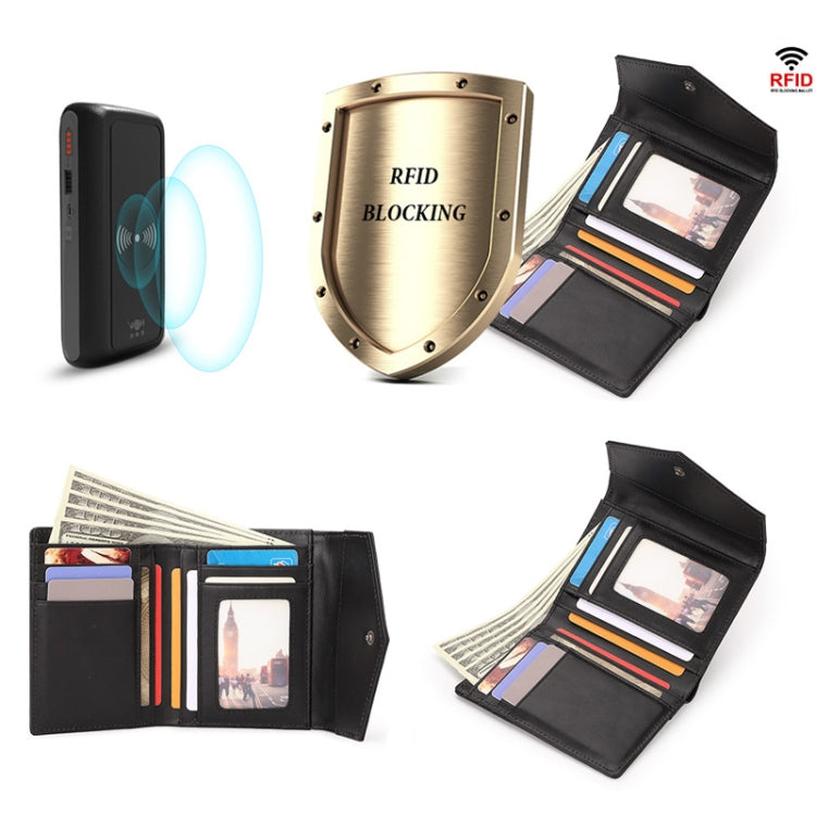HUMERPAUL RFID Anti-Magnetic Lady Leather Wallet Buckle Card Coin Purse, BP878 (Black), BP878 (Red)