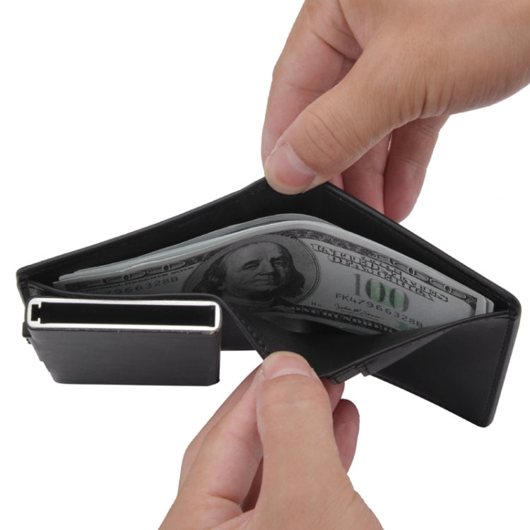 RFID Anti-Theft Short Wallet Automatic Pop-Up Aluminum Alloy Antimagnetic Card Holder