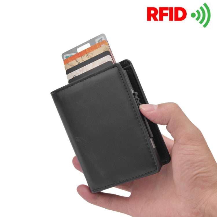 RFID Anti-Theft Short Wallet Automatic Pop-Up Aluminum Alloy Antimagnetic Card Holder