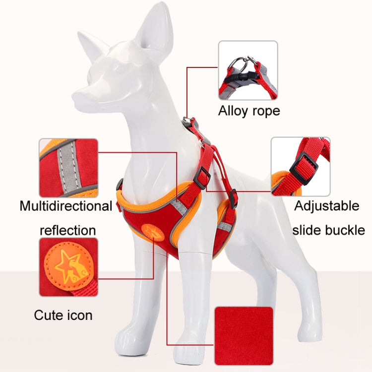Pet Dog Harness Reflective Anti-break-off Vest-style Leash, Suede Green, Suede Classic Red, Suede Orange, Suede Cyan, Suede Coffee, Suede Purple, Mesh Classic Red, Mesh Coffee, Mesh Black, Mesh Orange