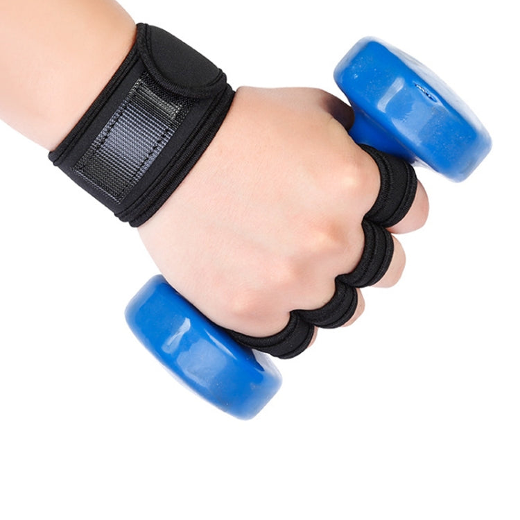 Weightlifting Dumbbell Horizontal Bar Anti-cocoon Anti-slip Wrist Fitness Four-finger Gloves, M, L, XL