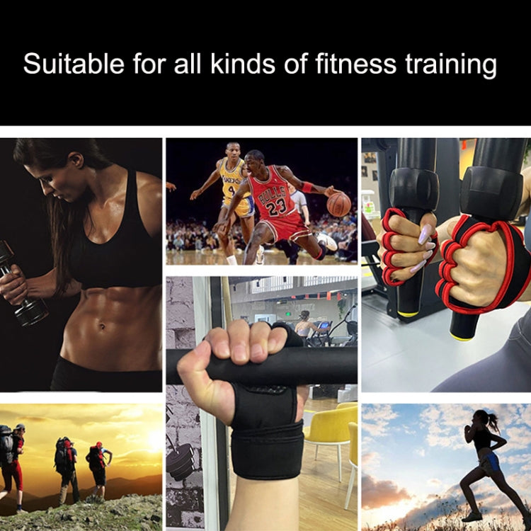 Weightlifting Dumbbell Horizontal Bar Anti-cocoon Anti-slip Wrist Fitness Four-finger Gloves, M, L, XL