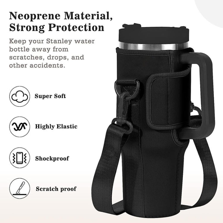 For 40oz Stanley Quencher Water Bottle Carrier Bag Sleeve With Adjustable Shoulder Strap