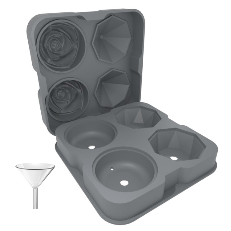 4-Holes Rose Diamond Shape Cocktail Ice Cube Molds Silicone Ice Ball Maker, Rose Shape (Grey), Rose Shape (Dark Green), Rose Shape (Black), Rose Shape (Black with Ice Clip), Rose Shape (Gray with Ice Clip), Rose Shape (Dark Green with Ice Clip)