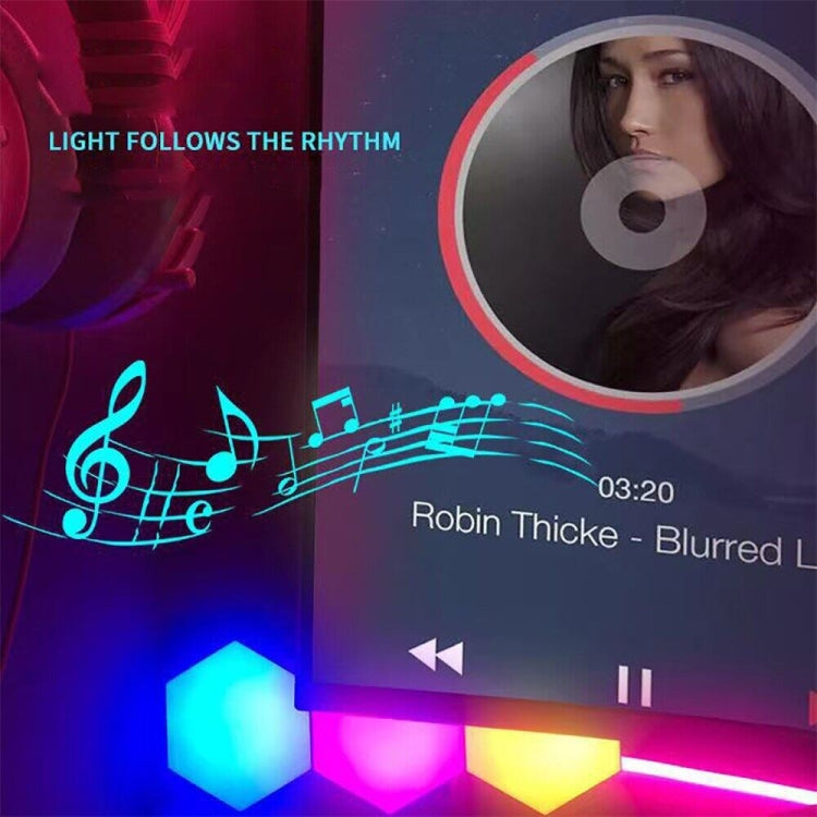 RGB Symphony Hexagon Lights DIY Bedside Ambient Wall Lamp Smart Honeycomb Light, 10pcs/set, 12pcs/set