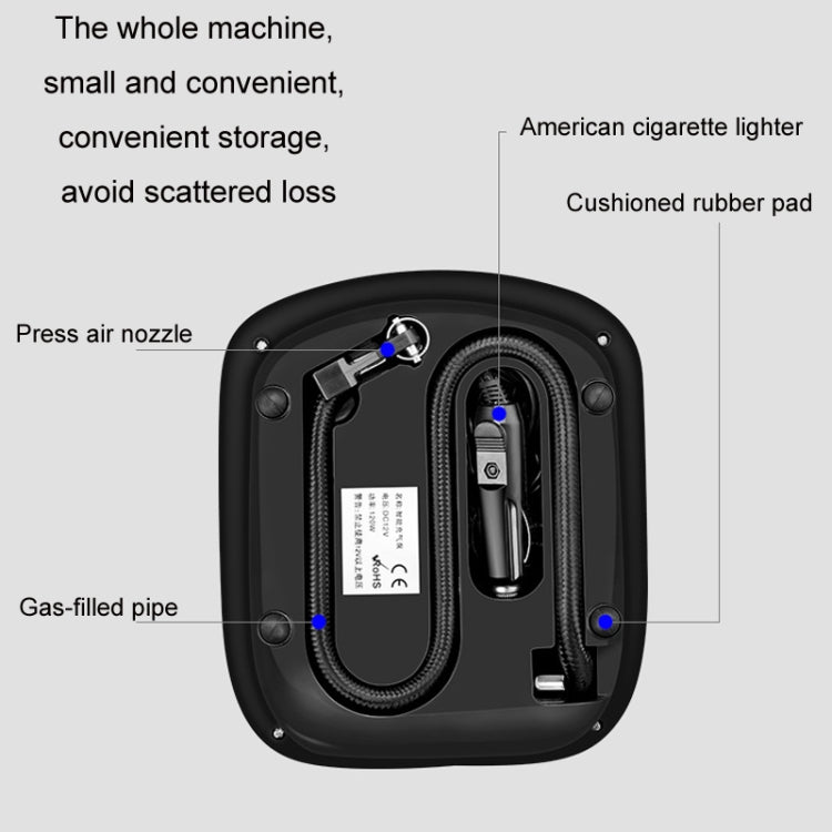 12V Metal Cylinder Smart Digital Display Portable Mini Tire Pump, No. 30 Manual Shutdown