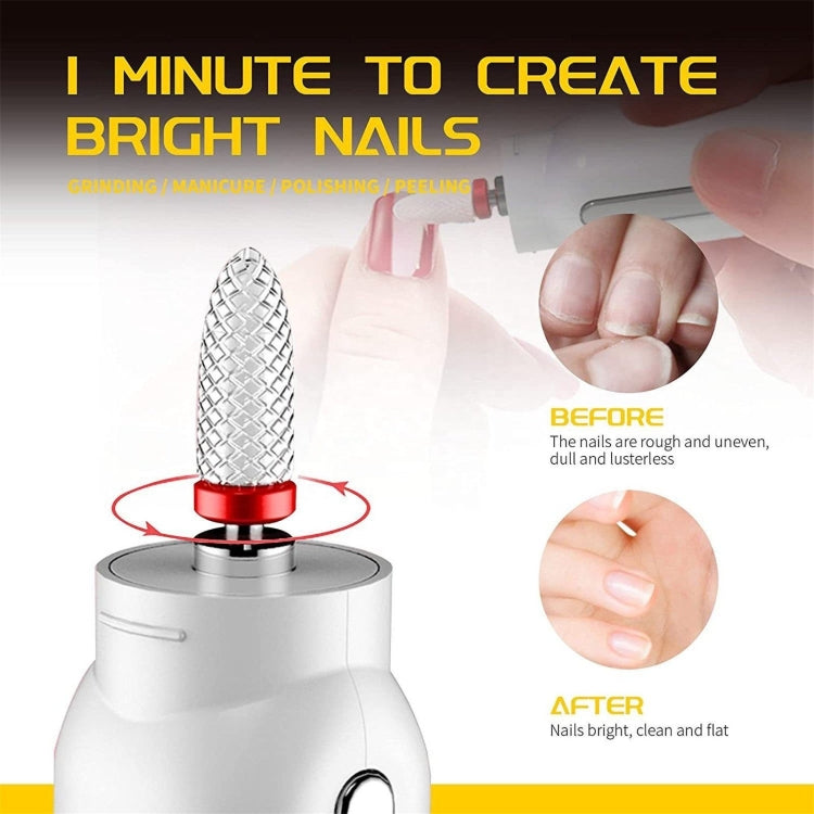 Rechargeable Nail Drill Machine Set with Ceramic Drill Bit Spot Lighting, White, Black, Red