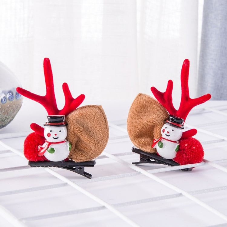 1pair Christmas Hair Accessories Cute Hairpins For Children, Snowman, Santa Claus, Elk, Red Antlers, Pine Cones, Coffee Color Antlers, Red Antler Mink Fur, Penguin, Bell, Mushroom Bell, Beckoning Santa Claus, Coffee Color Deer, Christmas Bell          ...