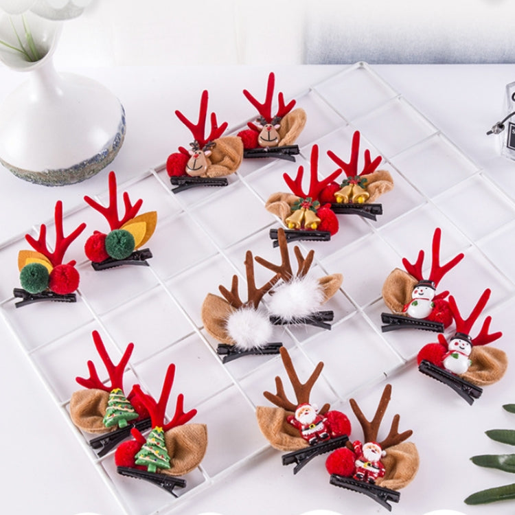 1pair Christmas Hair Accessories Cute Hairpins For Children, Snowman, Santa Claus, Elk, Red Antlers, Pine Cones, Coffee Color Antlers, Red Antler Mink Fur, Penguin, Bell, Mushroom Bell, Beckoning Santa Claus, Coffee Color Deer, Christmas Bell          ...