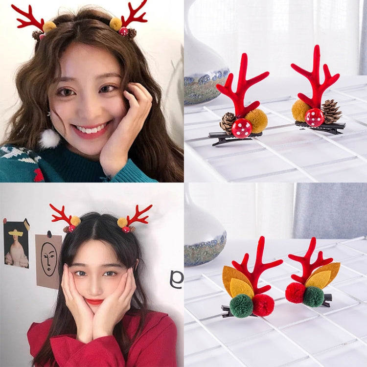 1pair Christmas Hair Accessories Cute Hairpins For Children, Snowman, Santa Claus, Elk, Red Antlers, Pine Cones, Coffee Color Antlers, Red Antler Mink Fur, Penguin, Bell, Mushroom Bell, Beckoning Santa Claus, Coffee Color Deer, Christmas Bell          ...
