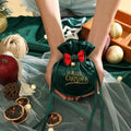 Christmas Gift Bag Christmas Eve Velvet Candy Bundle Bag, Dark Green Style 1, Wine Red Style 2