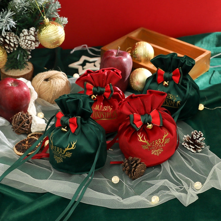 Christmas Gift Bag Christmas Eve Velvet Candy Bundle Bag, Dark Green Style 1, Wine Red Style 2
