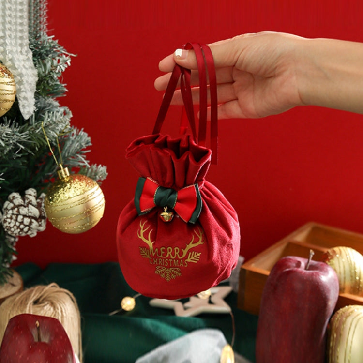 Christmas Gift Bag Christmas Eve Velvet Candy Bundle Bag, Dark Green Style 1, Wine Red Style 2