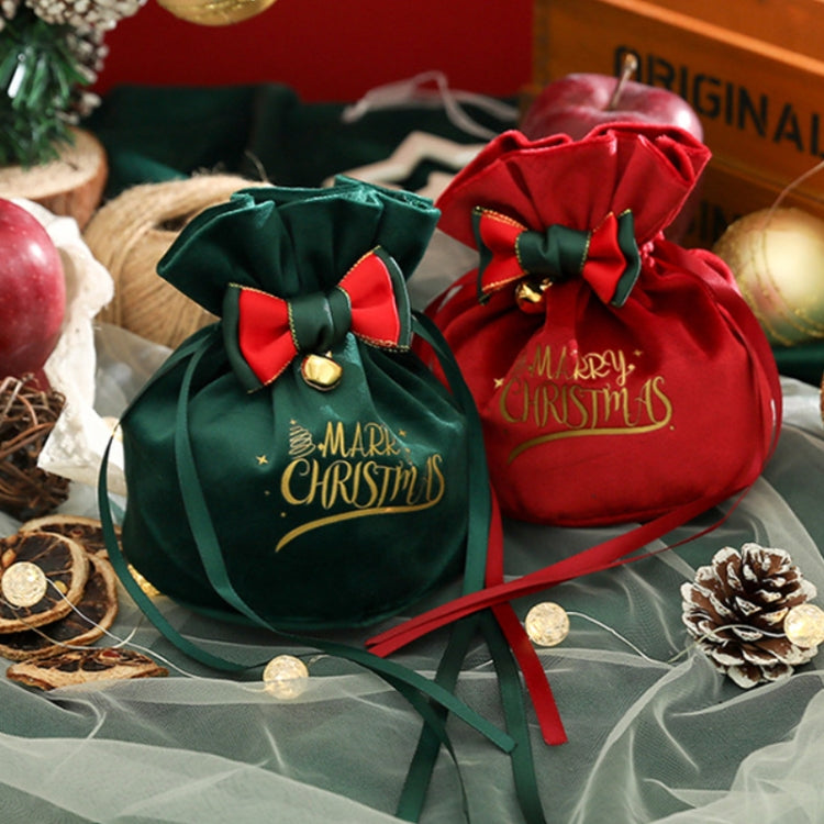 Christmas Gift Bag Christmas Eve Velvet Candy Bundle Bag, Dark Green Style 1, Wine Red Style 2