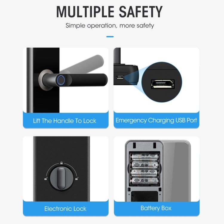Wifi Fingerprint Lock Home Security Door Password Lock Supports APP Remote Unlocking, A61 (Rose Gold), A61 (Space Gray)