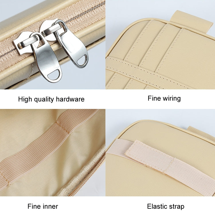 Car Driver License Storage Bag Sun Visor Sunglasses Card Holder, Beige, Black