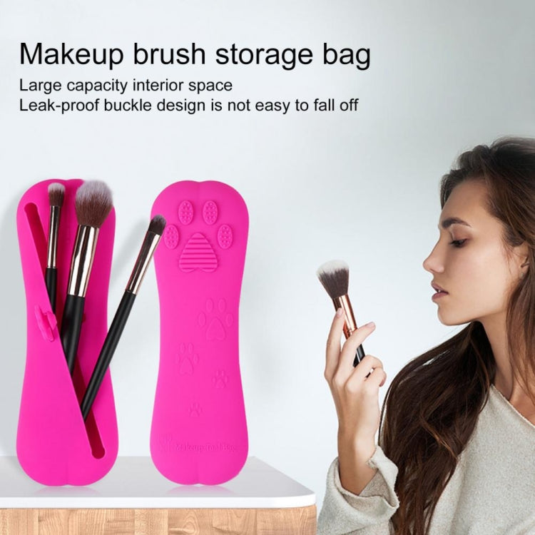 Slant Mouth Cat Paw Buckle Large Capacity Dustproof Soft Silicone Makeup Bag