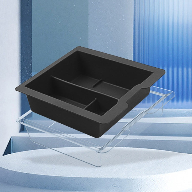 For Tesla Model 3 / Y Silicone Double Layer Storage Small Ice Box, Center Front With Divider (Black), Rear Center No Separation (Black)