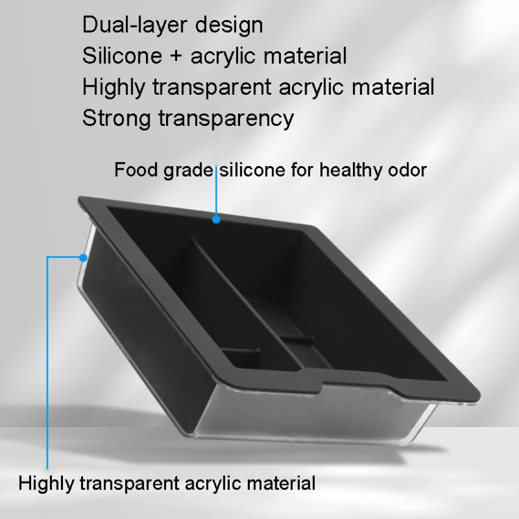 For Tesla Model 3 / Y Silicone Double Layer Storage Small Ice Box, Center Front With Divider (Black), Rear Center No Separation (Black)