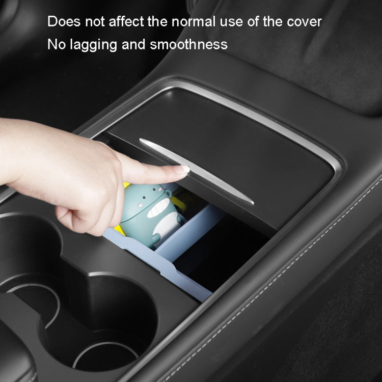 For Tesla Model 3 / Y Silicone Double Layer Storage Small Ice Box, Center Front With Divider (Black), Rear Center No Separation (Black)