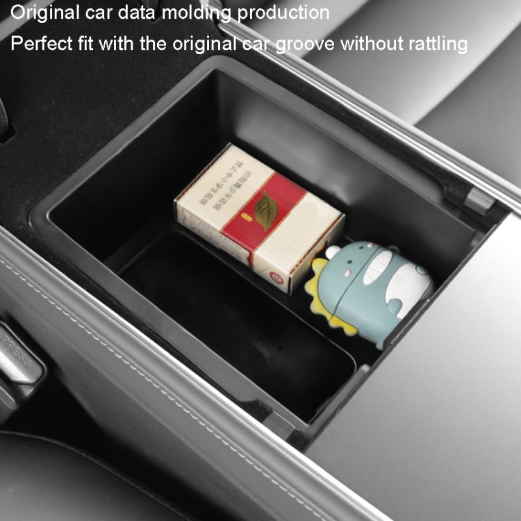 For Tesla Model 3 / Y Silicone Double Layer Storage Small Ice Box, Center Front With Divider (Black), Rear Center No Separation (Black)