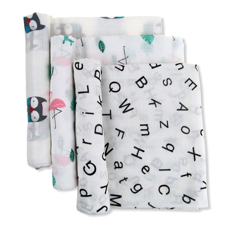 Cartoon Baby Soft Gauze Quilt Swaddle Cotton Bath Towel 117 X 117cm, Letter ABC, Flamingo, Panda, OWL, Triangle, Whale, Unicorn, Yellow Elephant, Color Stars, Potted Plant, Feather, Fish, Christmas Tree, Big Whale, Mask, Dinosaur, Car, +Number, Giraffe...