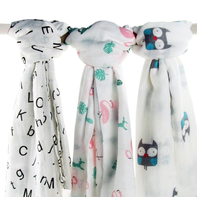 Cartoon Baby Soft Gauze Quilt Swaddle Cotton Bath Towel 117 X 117cm, Letter ABC, Flamingo, Panda, OWL, Triangle, Whale, Unicorn, Yellow Elephant, Color Stars, Potted Plant, Feather, Fish, Christmas Tree, Big Whale, Mask, Dinosaur, Car, +Number, Giraffe...