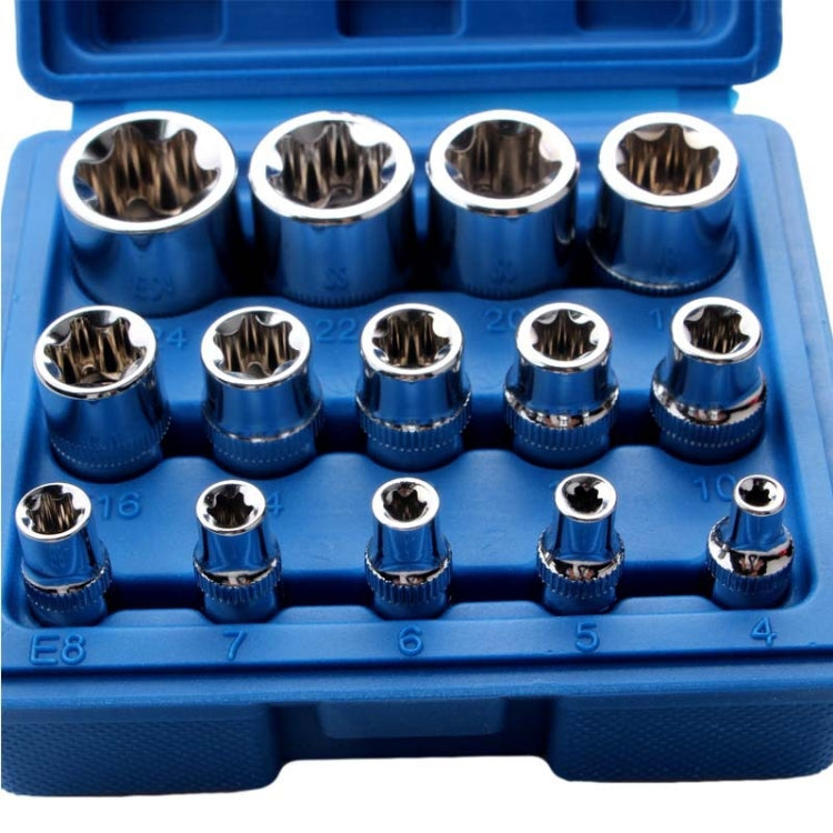 14pcs/set E-type 6-corner Plum Blossom Socket Combination Car Repair Kit Tool