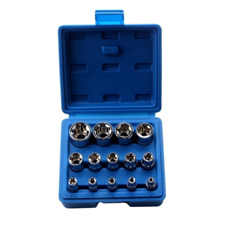 14pcs/set E-type 6-corner Plum Blossom Socket Combination Car Repair Kit Tool