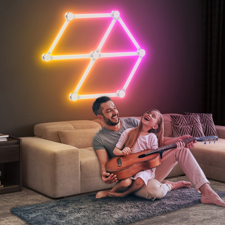 LED WIFI Graffiti Bluetooth Smart Splicing Quantum Light DIY Atmosphere Lighting With Remote Control, US Plug, 6 pcs /Set, 9pcs /Set