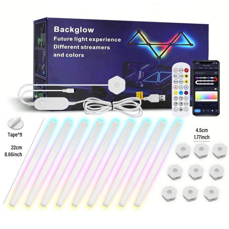 LED WIFI Graffiti Bluetooth Smart Splicing Quantum Light DIY Atmosphere Lighting With Remote Control, US Plug, 6 pcs /Set, 9pcs /Set