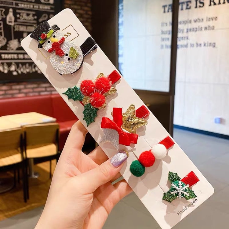 5pcs /Set Christmas Hairpin Set Snowman Bow Duckbill Clip Children Cute Hair Accessories, NO.1 Snowman, NO.2 Christmas Tree, NO.3 Bows 5 -star, NO.4 Christmas Hat, NO.5 Pentagon, NO.6 Butterfly