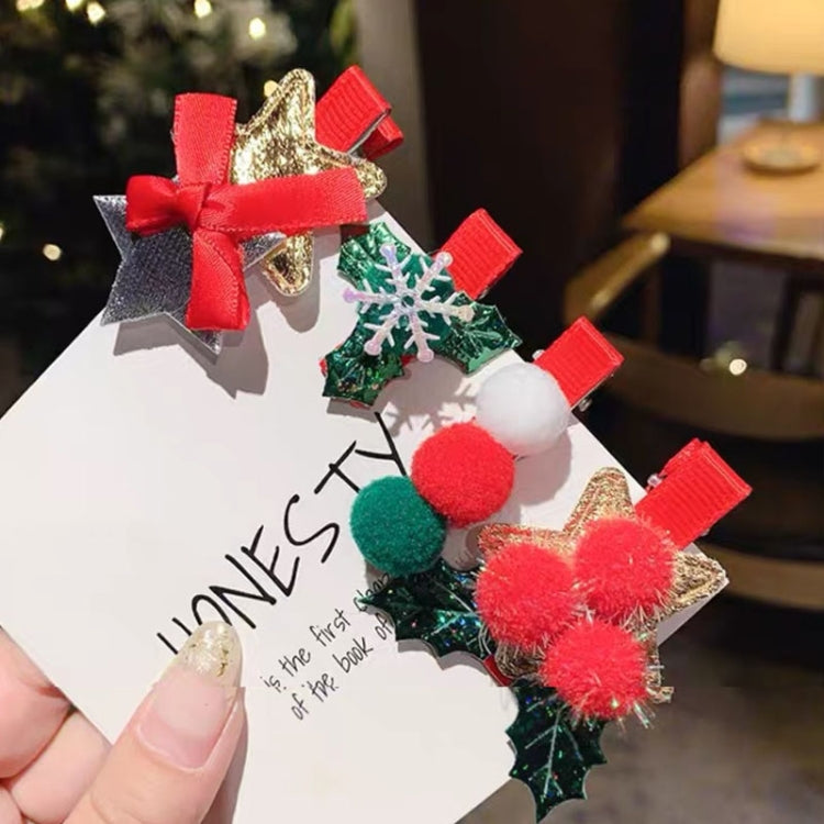 5pcs /Set Christmas Hairpin Set Snowman Bow Duckbill Clip Children Cute Hair Accessories, NO.1 Snowman, NO.2 Christmas Tree, NO.3 Bows 5 -star, NO.4 Christmas Hat, NO.5 Pentagon, NO.6 Butterfly