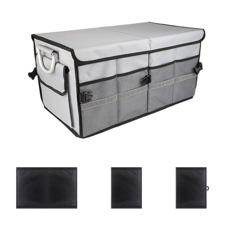 Car Trunk Storage Box Oxford Cloth Folding Organizer With Reflective Strips, Large Gray, Small Gray